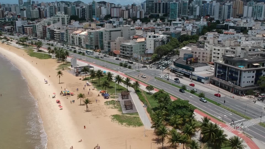 drone aerial view camburi beach vitoria Stock Footage Video (100% ...