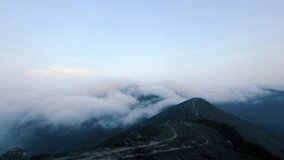 Time-lapse of  beautiful aerial view of fog mist blowing over mountains in the morning,Thailand HD video