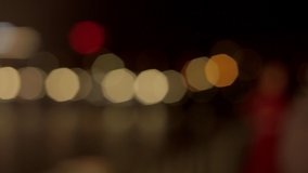 Defocused Night City Lights near Eiffel Tower in Paris. Color Blurred bokeh of static people. Pan left to right 4K. - Powered by Shutterstock - Get 15% off with code: PIKWIZARD15