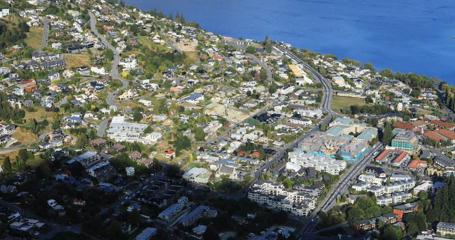 Aerial view of Queenstown, New Zealand 4K