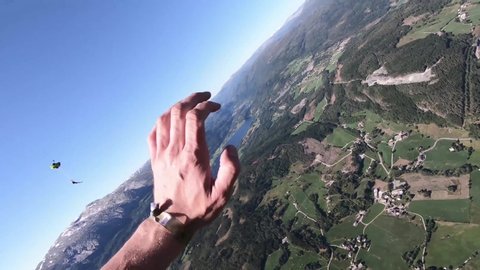 Wingsuit skydiving over Voss Norway