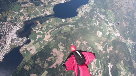 Wingsuit skydiving over Voss Norway