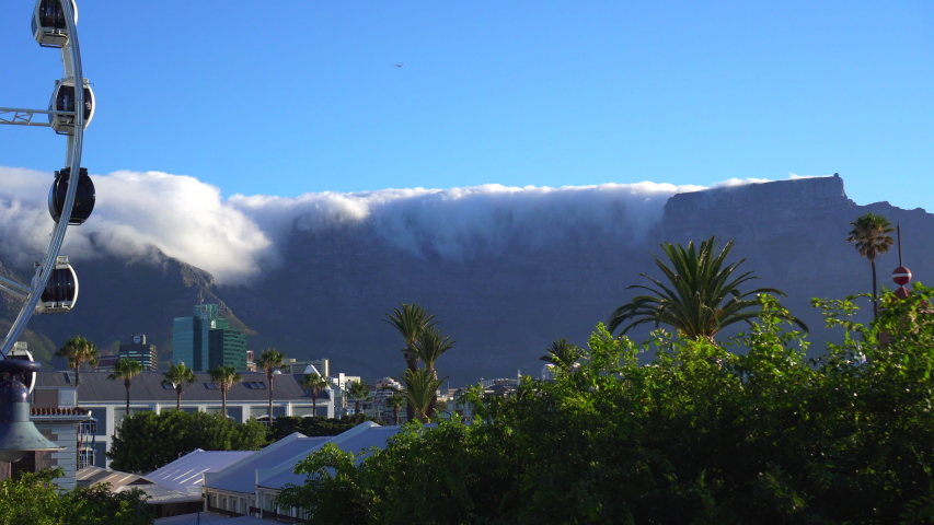 Table mountain table cloth view from V&A waterfront famous Souht Africa landmarks