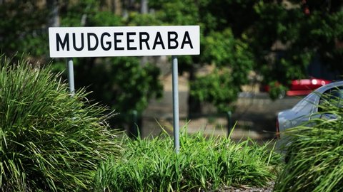 Mudgeeraba street sign in some long bushes