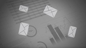 Digital animation of a message icon increasing in count with message icons and statistics in the background - Powered by Shutterstock - Get 15% off with code: PIKWIZARD15