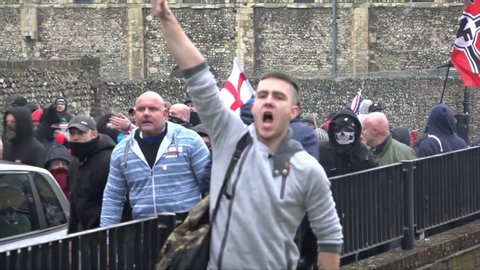 London, United Kingdom (UK) - 01 30 2016: A man gives a Nazi salute
