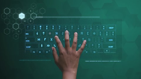 Futuristic tech hand typing 4K 