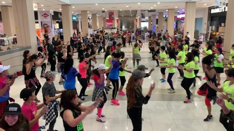 Johor Bahru, Johor Bahru / Malaysia - 11 18 2018: Groupf of Asians Dancing inside the Mall of Johor Bahru Malaysia