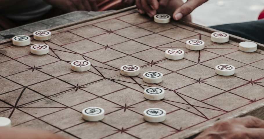 Chinese chess closeup. Cinematic Timelapse