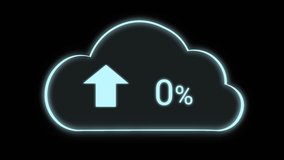 Digital animation of upload progress percentage in a cloud with a background of the galaxy with binary codes - Powered by Shutterstock - Get 15% off with code: PIKWIZARD15