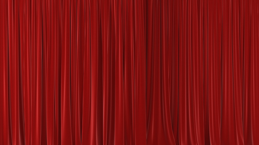 Beautiful Red Waving Curtains Opening and Closing on Green Screen. Abstract 3d Animation of Silk Cloth Revealing Background. Royalty-Free Stock Footage #1030899866