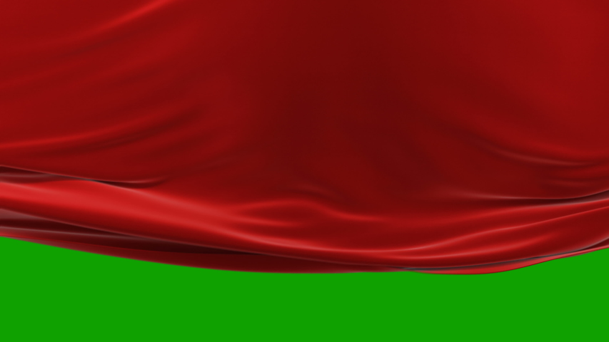 Beautiful Red Waving Cloth Moving Up Opening the Background. Abstract 3d Animation. Wavy Silk Fabric Surface Motion Revealing Screen. 