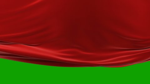 Beautiful Red Waving Cloth Moving Up Opening the Background. Abstract 3d Animation. Wavy Silk Fabric Surface Motion Revealing Screen. 