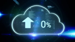Digital animation of upload progress percentage in a cloud with background of program codes and binary numbers - Powered by Shutterstock - Get 15% off with code: PIKWIZARD15