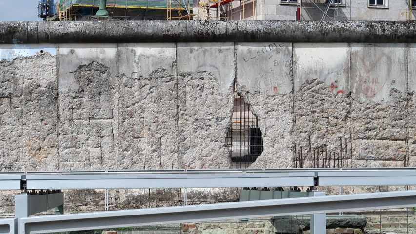 Detail of the remains of the Berlin Wall at a sunny day. Berlin Germany. Flat plane
