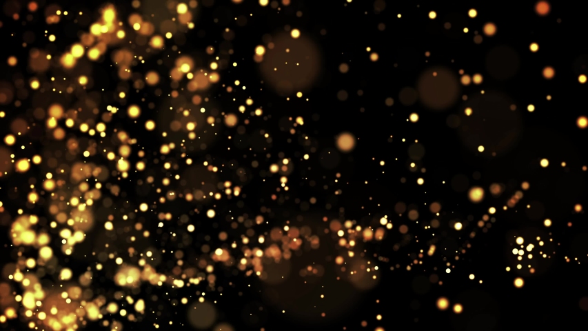 Gold particles in liquid float and glisten. Background with glittering golden particles depth of field and bokeh. Luma matte to cut out glowing particles for holiday presentations. 4k 3d animation. 64 | Shutterstock HD Video #1030915244