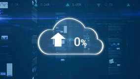 Digital animation of upload progress percentage in a cloud with a background of different graphs - Powered by Shutterstock - Get 15% off with code: PIKWIZARD15