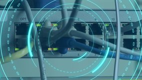 Digital animation of futuristic circles moving around 5G with background of wires and cables - Powered by Shutterstock - Get 15% off with code: PIKWIZARD15