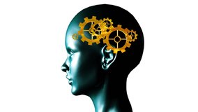 Digital animation of a human head with gears as a brain and program codes running in the foreground - Powered by Shutterstock - Get 15% off with code: PIKWIZARD15