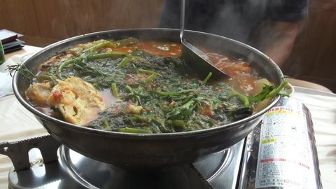 Korean Hot Pot being stirred up