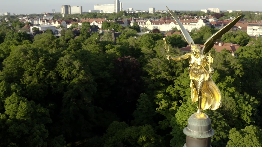 Angel of Peace in Munich with Prinzregentenstrasse and Europaplatz in Munich Germany