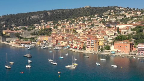 France, Villefranche-sur-mer, aerial view by drone
