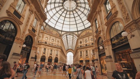 Milan, Italy - August 11, 2018: Shopping art gallery in Milan. Galleria Vittorio Emanuele II, Italy.