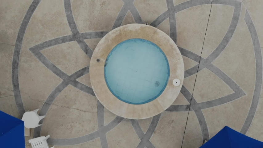 Aerial view of small swimming pool at resort