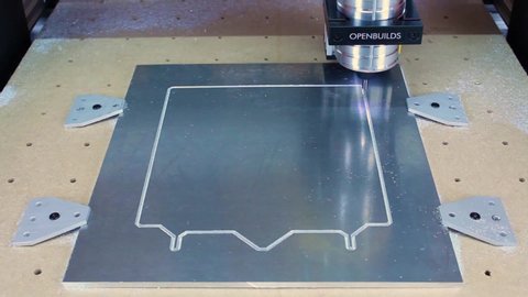 Time Lapse CNC Machine Cutting Aluminium Sheet.