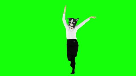 Funny Businesswoman Dancing Green Screen
