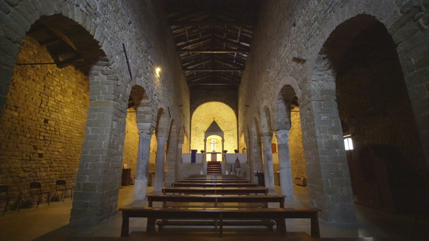 SAN LEO, ITALY - 27TH MARCH 2018: Interior of the Cathedral of San Leone, San Leo, Italy, Europe.