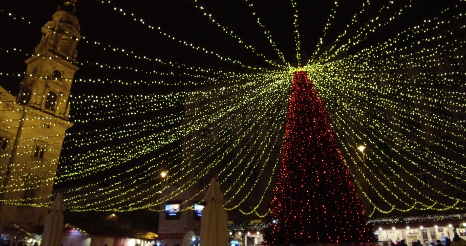Towering Christmas tree on the Advent feast at the St. Stephen