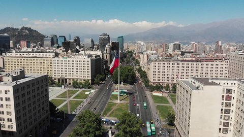 Chile Flag Santiago aerial view Drone