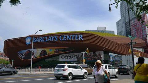 Brooklyn, New York/USA- June 7 2019 Barclays Center, Flatbush Ave.