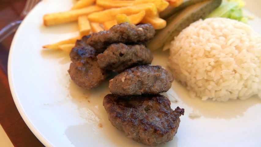 Meatball and rice on a Plate