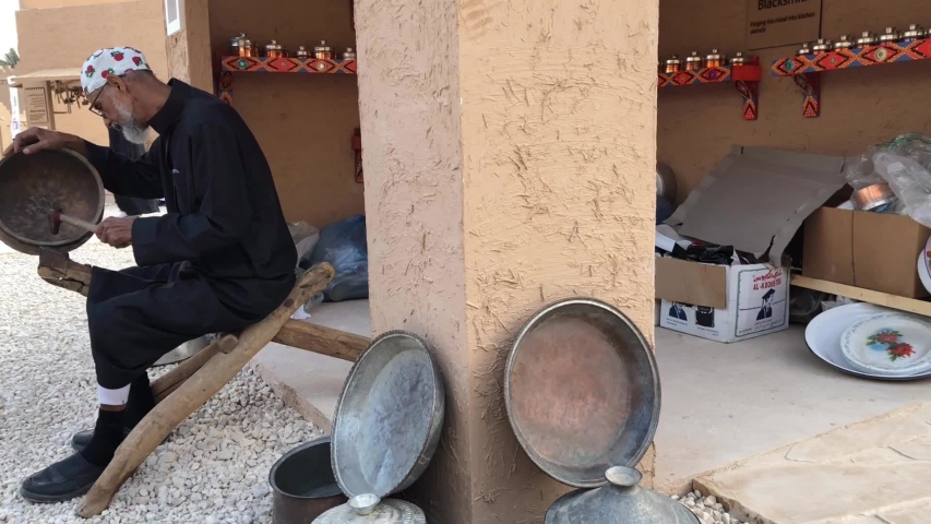 Riyadh, Saudi Arabia - December, 14 2018: Old Saudi craftsman in the historical site of Diriyah