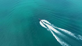 Aerial video with drone, the movement of boats on the water.