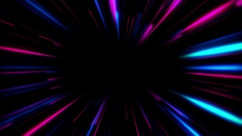 abstract geometric background, fluorescent ultraviolet light, glowing neon lines blue and pink Space Travel Through Stars Trails Pink-Blue Color. Digital Design Con. party background with copyspace