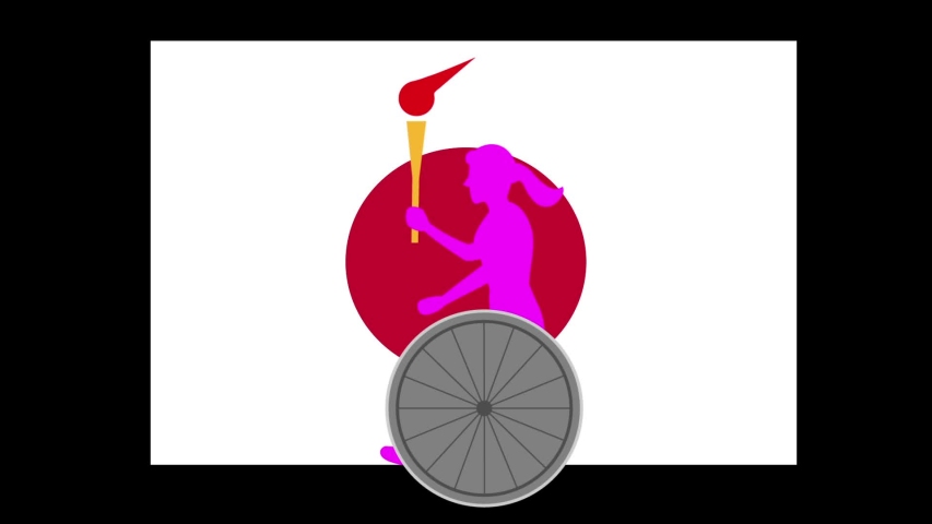 At the international sports tournament, runners from various countries are doing torch relay. It is an image movie of an international sporting event.The runner is relaying Japan.