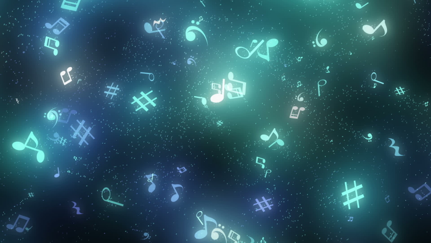 graphic particles shaped musical notes
