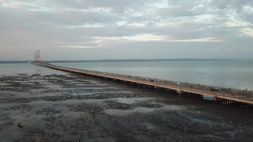 The Suramadu Bridge also known as the Surabaya–Madura Bridge, is a cable-stayed bridge between Surabaya on the island of Java and the town of Bangkalan on the island of Madura.