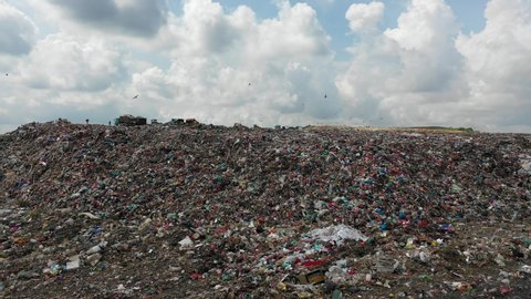 Plastic pollution crisis. Trash sent to Malaysia for recycling is instead dumped in a giant garbage mountain