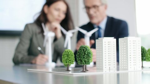 View of architectural model on the office table
