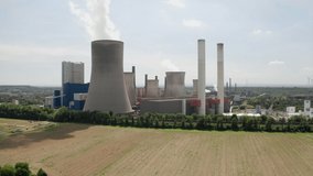 Aerial View of Power Plant and Fields in Germany - aerial view drone