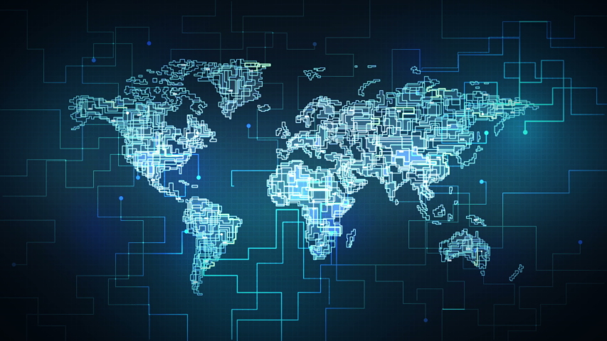 Sci Fi world map design. Futuristic look of world… - Royalty Free Video
