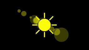 Sunshine icon animation with black background. Animation with Alpha (transparent background) for easy use in your video! Format: QuikTime. Channels: RGB+Alpha. Video Codec: Apple ProRes 4444. Depth