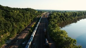 Drone video showing train coming right at it