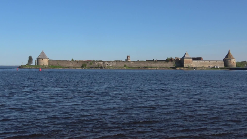 View of the fortress Oreshek, Sunny may day. Leningrad region, Russia  
