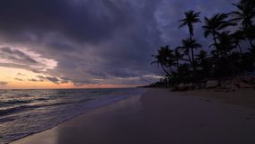 Paradise tropical island beach and beautiful sunrise