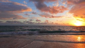 Ocean sea sunrise on caribbean island beach. Punta Cana, Dominican Republic